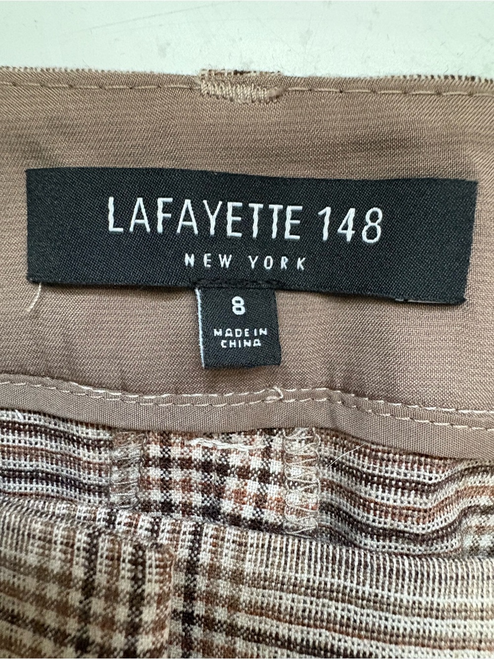 Lafayette 148 New York Glen Plaid Wool Blend Wide-Leg Trousers Size 8 TRR - Picture 6 of 14